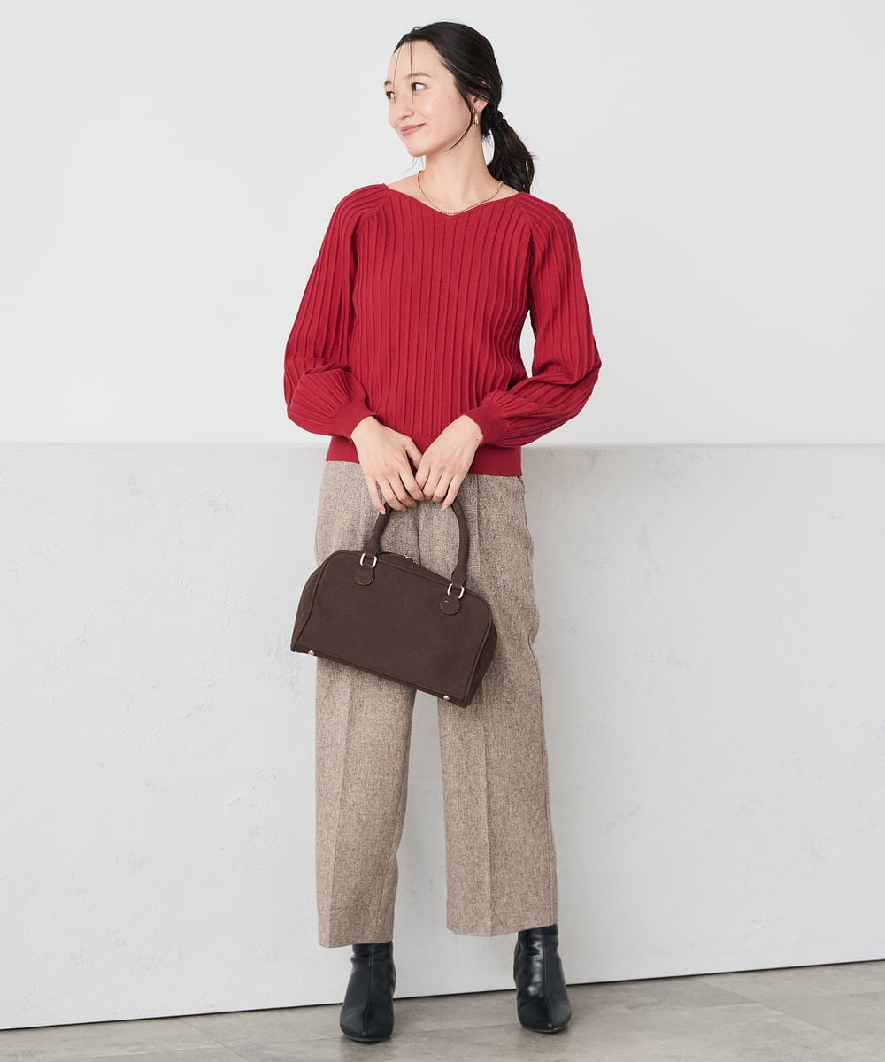 K3FBD15044 a.v.v Elmi(アー・ヴェ・ヴェ) 【低身長サイズ】プリーツライクVネックニット ブラック