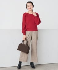 K3FBD15044 a.v.v Elmi(アー・ヴェ・ヴェ) 【低身長サイズ】プリーツライクVネックニット ブラック