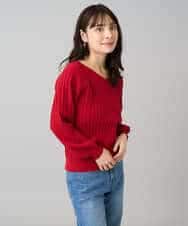 K3FBD15044 a.v.v Elmi(アー・ヴェ・ヴェ) 【低身長サイズ】プリーツライクVネックニット ブラック