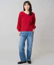 K3FBD15044 a.v.v Elmi(アー・ヴェ・ヴェ) 【低身長サイズ】プリーツライクVネックニット ブラック