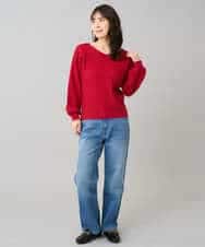 K3FBD15044 a.v.v Elmi(アー・ヴェ・ヴェ) 【低身長サイズ】プリーツライクVネックニット ブラック