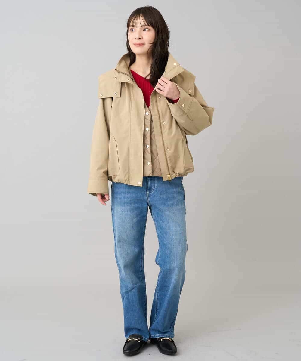 K3FBD15044 a.v.v Elmi(アー・ヴェ・ヴェ) 【低身長サイズ】プリーツライクVネックニット ブラック