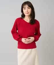 K3FBD15044 a.v.v Elmi(アー・ヴェ・ヴェ) 【低身長サイズ】プリーツライクVネックニット ブラック