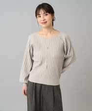 K3FBD15044 a.v.v Elmi(アー・ヴェ・ヴェ) 【低身長サイズ】プリーツライクVネックニット ブラック