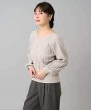 K3FBD15044 a.v.v Elmi(アー・ヴェ・ヴェ) 【低身長サイズ】プリーツライクVネックニット ブラック