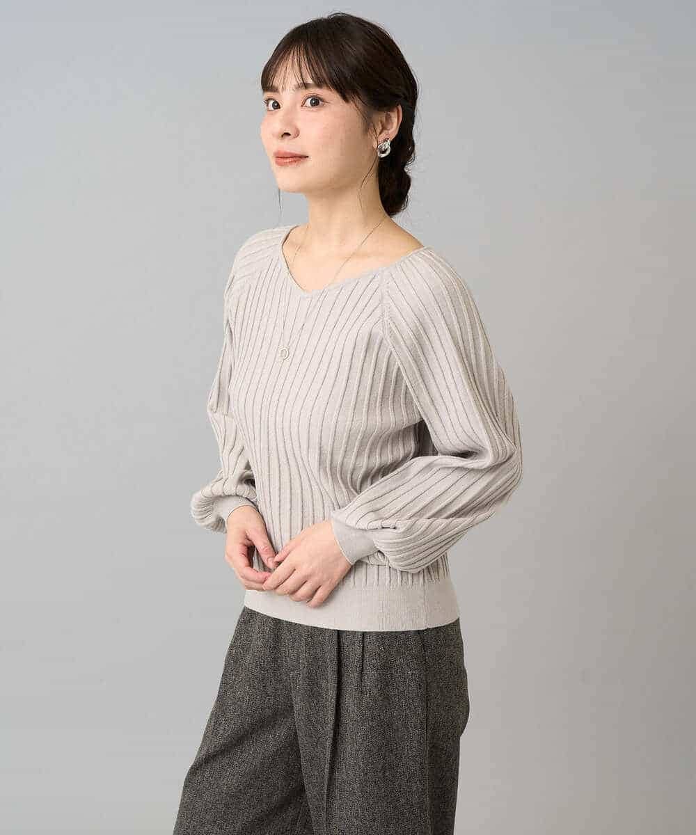 K3FBD15044 a.v.v Elmi(アー・ヴェ・ヴェ) 【低身長サイズ】プリーツライクVネックニット ブラック