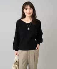 K3FBD15044 a.v.v Elmi(アー・ヴェ・ヴェ) 【低身長サイズ】プリーツライクVネックニット ブラック