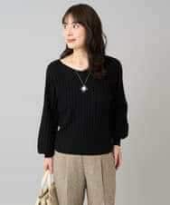 K3FBD15044 a.v.v Elmi(アー・ヴェ・ヴェ) 【低身長サイズ】プリーツライクVネックニット ブラック