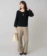 K3FBD15044 a.v.v Elmi(アー・ヴェ・ヴェ) 【低身長サイズ】プリーツライクVネックニット ブラック