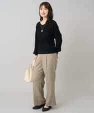 K3FBD15044 a.v.v Elmi(アー・ヴェ・ヴェ) 【低身長サイズ】プリーツライクVネックニット ブラック