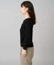 K3FBD15044 a.v.v Elmi(アー・ヴェ・ヴェ) 【低身長サイズ】プリーツライクVネックニット ブラック