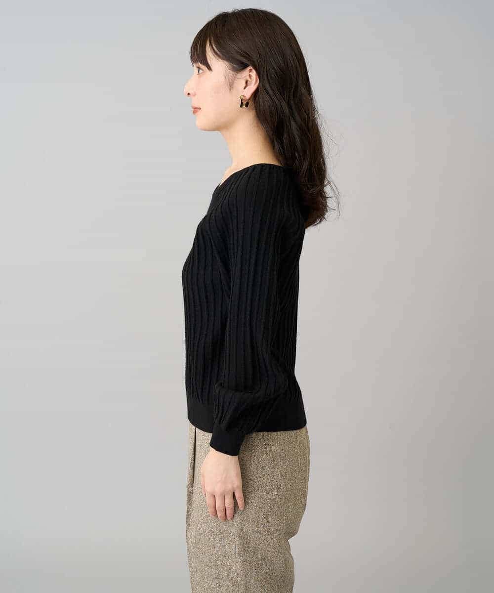 K3FBD15044 a.v.v Elmi(アー・ヴェ・ヴェ) 【低身長サイズ】プリーツライクVネックニット ブラック