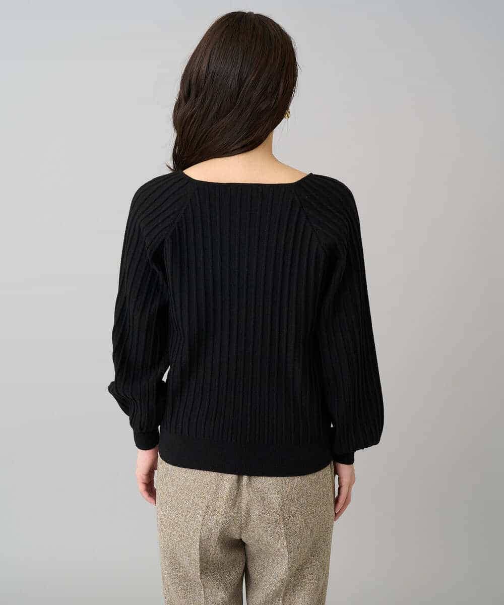 K3FBD15044 a.v.v Elmi(アー・ヴェ・ヴェ) 【低身長サイズ】プリーツライクVネックニット ブラック