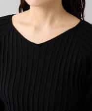 K3FBD15044 a.v.v Elmi(アー・ヴェ・ヴェ) 【低身長サイズ】プリーツライクVネックニット ブラック