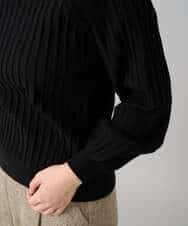 K3FBD15044 a.v.v Elmi(アー・ヴェ・ヴェ) 【低身長サイズ】プリーツライクVネックニット ブラック