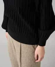 K3FBD15044 a.v.v Elmi(アー・ヴェ・ヴェ) 【低身長サイズ】プリーツライクVネックニット ブラック