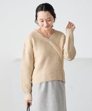 K3FBD23049 a.v.v Elmi(アー・ヴェ・ヴェ) 【低身長サイズ】カシュクールライクVネックニット ベージュ