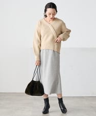 K3FBD23049 a.v.v Elmi(アー・ヴェ・ヴェ) 【低身長サイズ】カシュクールライクVネックニット ベージュ