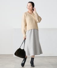 K3FBD23049 a.v.v Elmi(アー・ヴェ・ヴェ) 【低身長サイズ】カシュクールライクVネックニット ベージュ