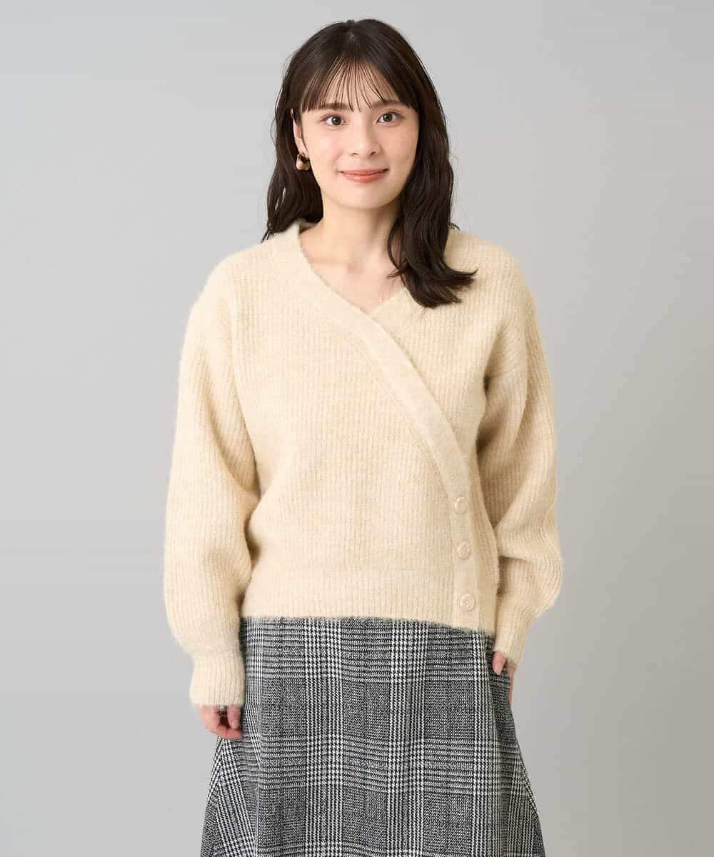 K3FBD23049 a.v.v Elmi(アー・ヴェ・ヴェ) 【低身長サイズ】カシュクールライクVネックニット ベージュ