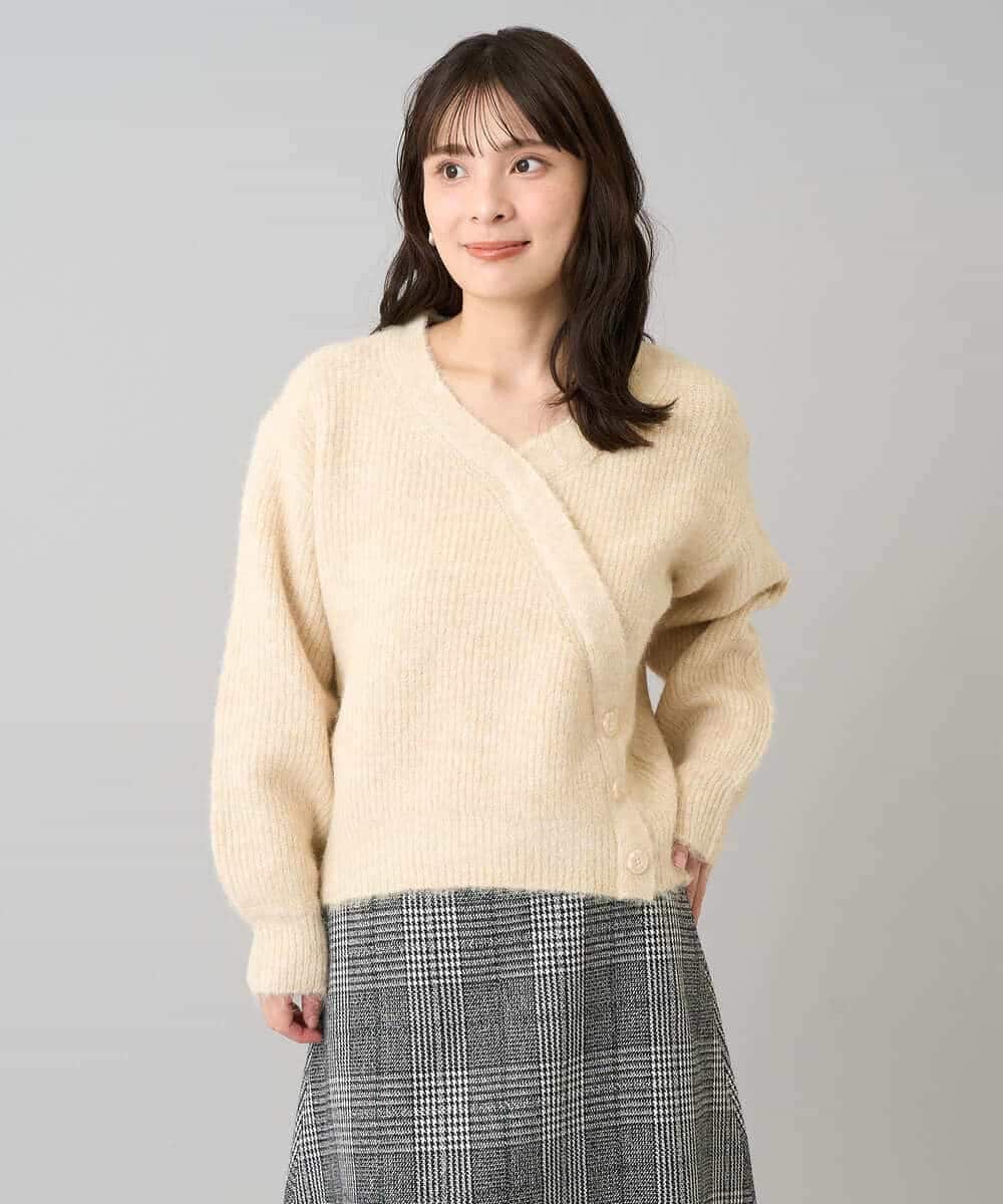 K3FBD23049 a.v.v Elmi(アー・ヴェ・ヴェ) 【低身長サイズ】カシュクールライクVネックニット ベージュ