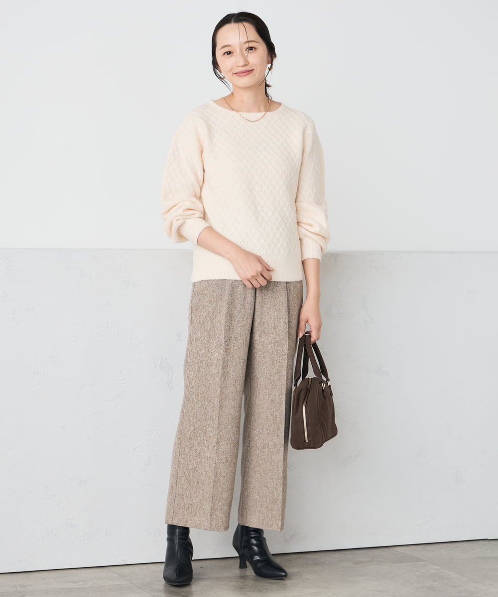 K3FBD25049 a.v.v Elmi(アー・ヴェ・ヴェ) 【低身長サイズ】ダイヤ柄ニットプルオーバー アイボリー