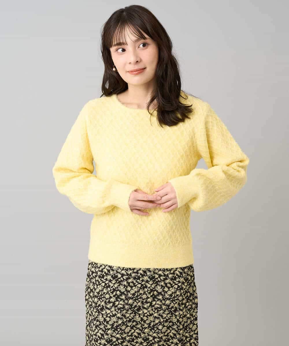 K3FBD25049 a.v.v Elmi(アー・ヴェ・ヴェ) 【低身長サイズ】ダイヤ柄ニットプルオーバー アイボリー