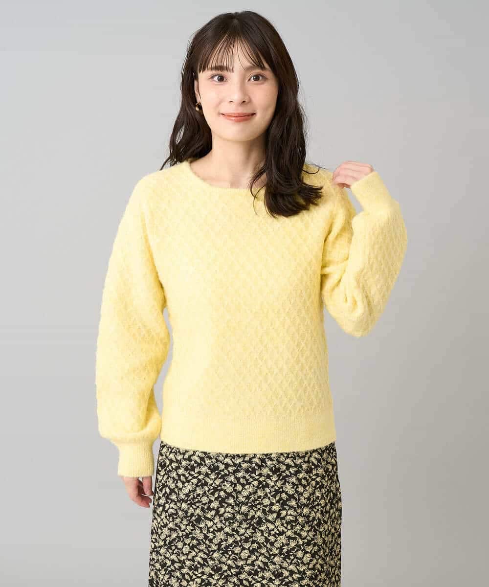 K3FBD25049 a.v.v Elmi(アー・ヴェ・ヴェ) 【低身長サイズ】ダイヤ柄ニットプルオーバー アイボリー