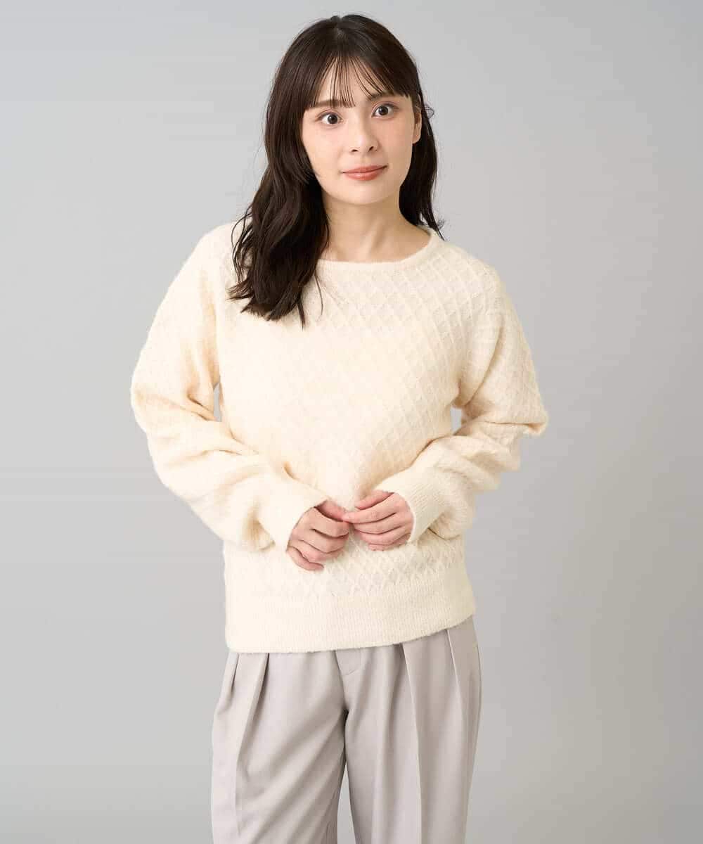 K3FBD25049 a.v.v Elmi(アー・ヴェ・ヴェ) 【低身長サイズ】ダイヤ柄ニットプルオーバー アイボリー