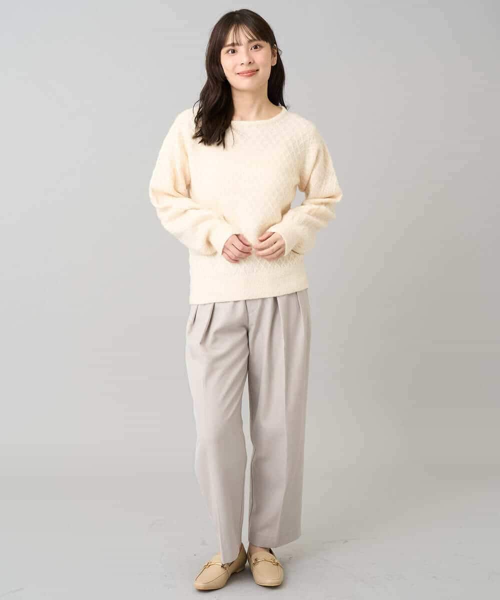 K3FBD25049 a.v.v Elmi(アー・ヴェ・ヴェ) 【低身長サイズ】ダイヤ柄ニットプルオーバー アイボリー