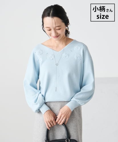 K3FBD27054 a.v.v Elmi 【低身長サイズ】フラワー刺繍ニットプルオーバー
