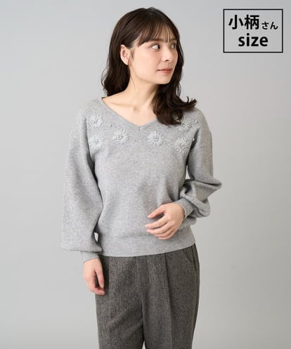 K3FBD27054 a.v.v Elmi 【低身長サイズ】フラワー刺繍ニットプルオーバー