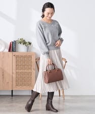 K3FBD27054 a.v.v Elmi(アー・ヴェ・ヴェ) 【低身長サイズ】フラワー刺繍ニットプルオーバー グレー