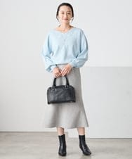 K3FBD27054 a.v.v Elmi(アー・ヴェ・ヴェ) 【低身長サイズ】フラワー刺繍ニットプルオーバー グレー