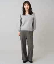 K3FBD27054 a.v.v Elmi(アー・ヴェ・ヴェ) 【低身長サイズ】フラワー刺繍ニットプルオーバー グレー