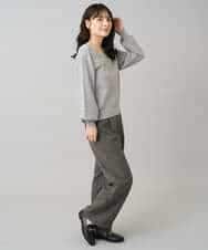 K3FBD27054 a.v.v Elmi(アー・ヴェ・ヴェ) 【低身長サイズ】フラワー刺繍ニットプルオーバー グレー