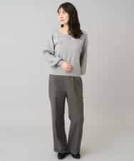 K3FBD27054 a.v.v Elmi(アー・ヴェ・ヴェ) 【低身長サイズ】フラワー刺繍ニットプルオーバー グレー