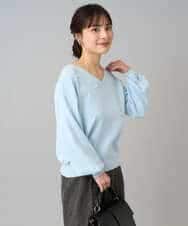 K3FBD27054 a.v.v Elmi(アー・ヴェ・ヴェ) 【低身長サイズ】フラワー刺繍ニットプルオーバー グレー