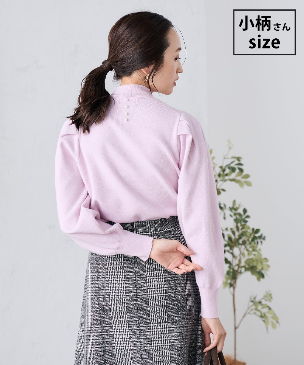 K3FBD28044 a.v.v Elmi(アー・ヴェ・ヴェ) 【低身長サイズ】プチハイネックショルダータックニット ピンク