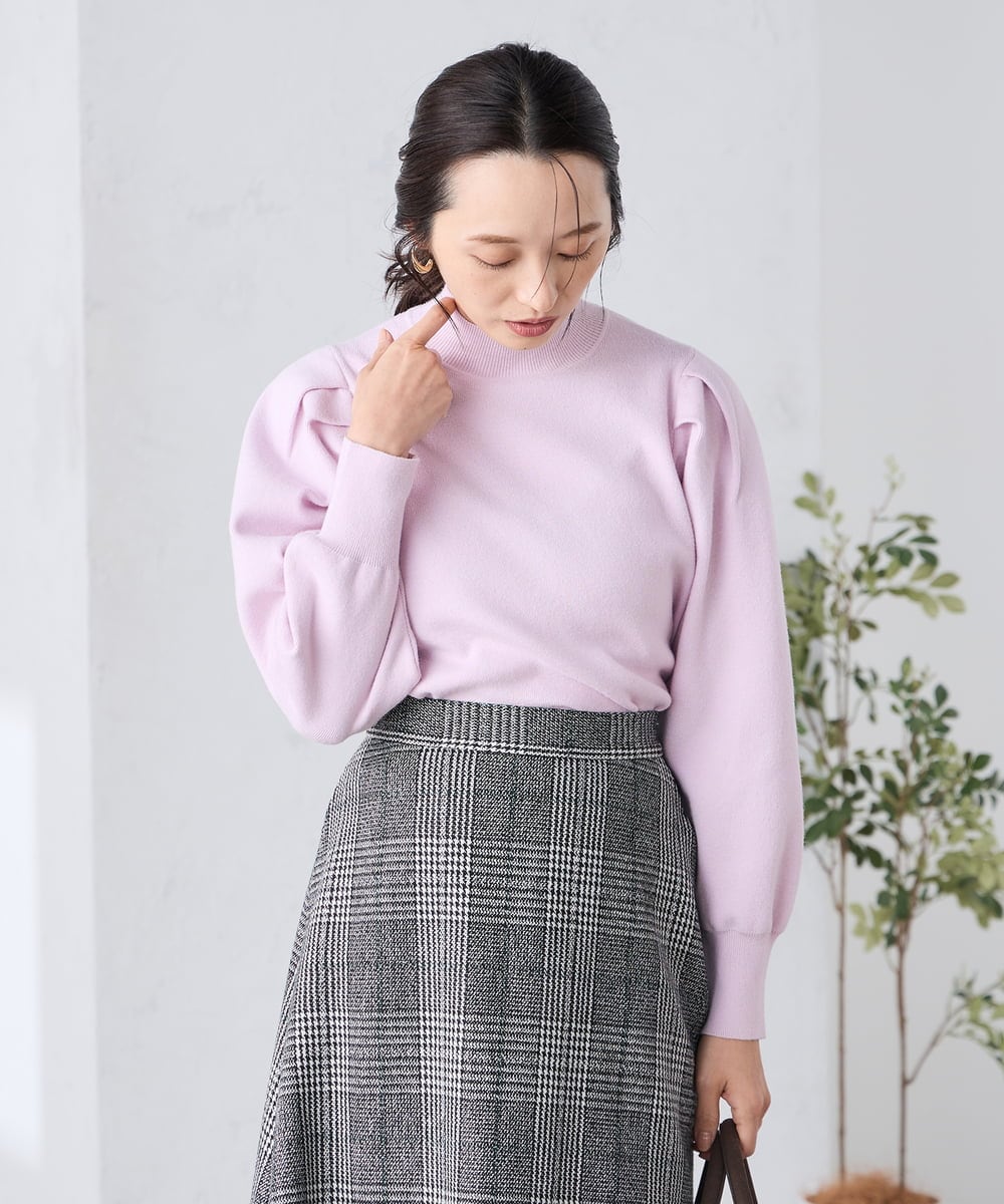 K3FBD28044 a.v.v Elmi(アー・ヴェ・ヴェ) 【低身長サイズ】プチハイネックショルダータックニット ブラック