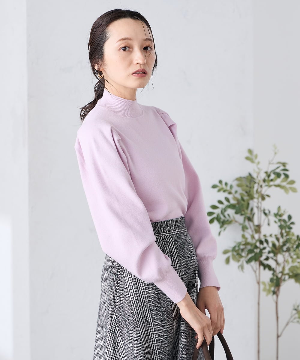 K3FBD28044 a.v.v Elmi(アー・ヴェ・ヴェ) 【低身長サイズ】プチハイネックショルダータックニット ブラック