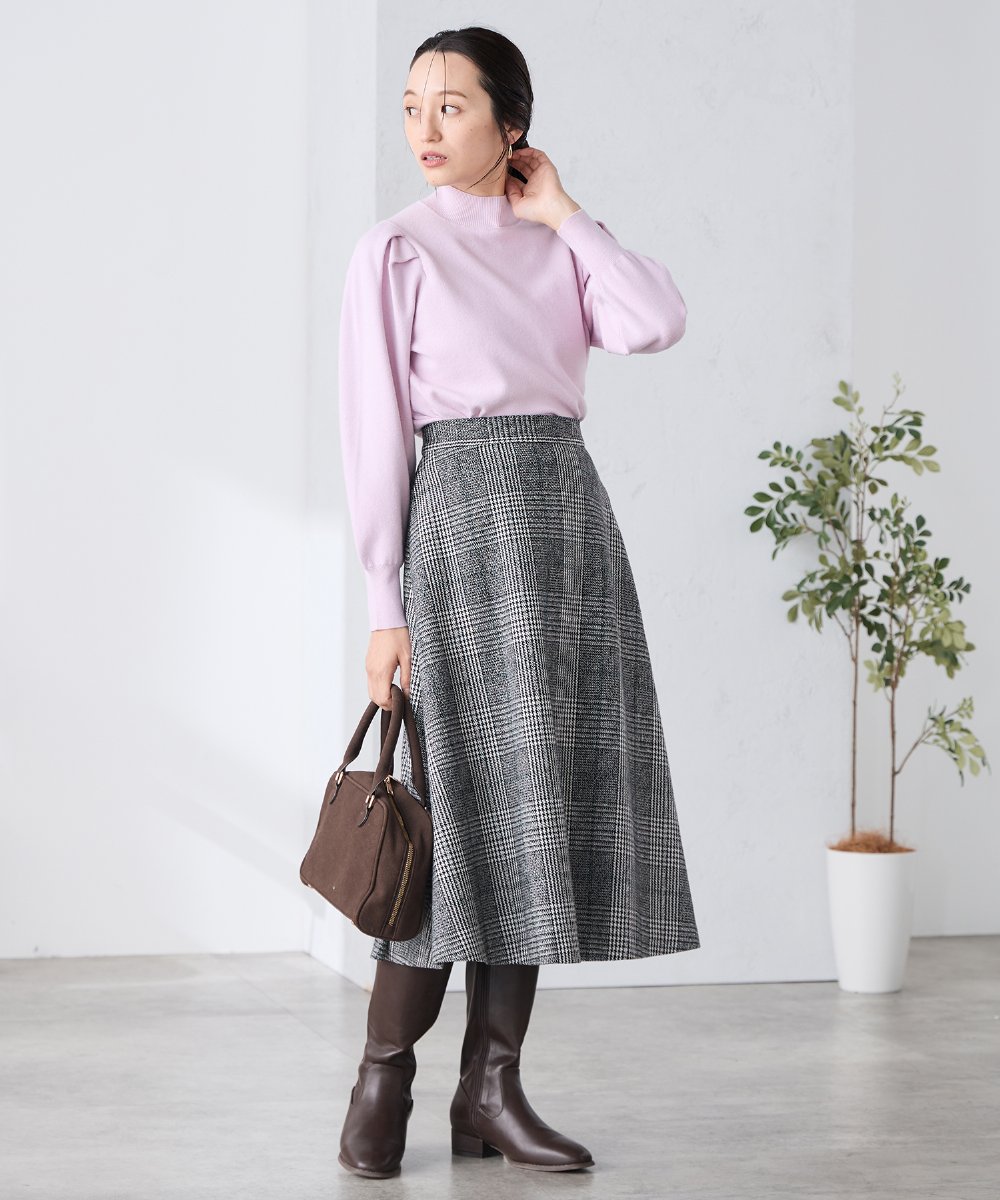 K3FBD28044 a.v.v Elmi(アー・ヴェ・ヴェ) 【低身長サイズ】プチハイネックショルダータックニット ブラック