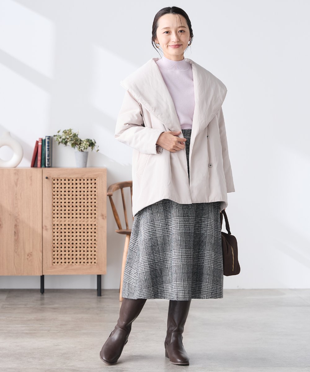 K3FBD28044 a.v.v Elmi(アー・ヴェ・ヴェ) 【低身長サイズ】プチハイネックショルダータックニット ブラック