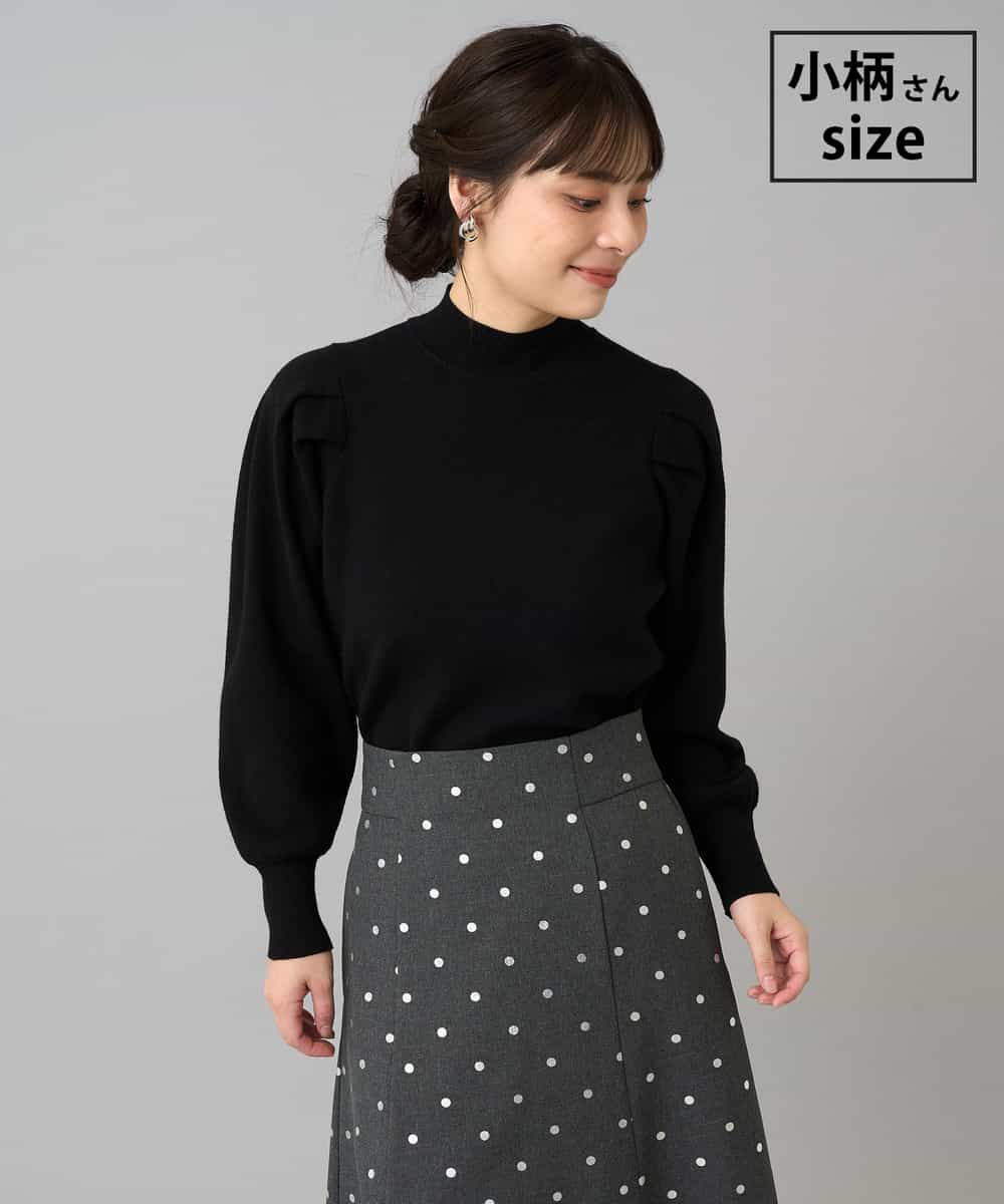 K3FBD28044 a.v.v Elmi(アー・ヴェ・ヴェ) 【低身長サイズ】プチハイネックショルダータックニット ブラック