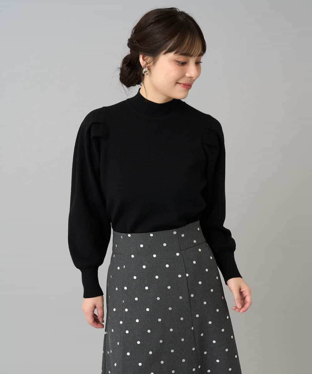 K3FBD28044 a.v.v Elmi(アー・ヴェ・ヴェ) 【低身長サイズ】プチハイネックショルダータックニット ブラック