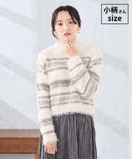 K3FBD29059 a.v.v Elmi(アー・ヴェ・ヴェ) 【低身長サイズ】フェザーボーダーニット アイボリー