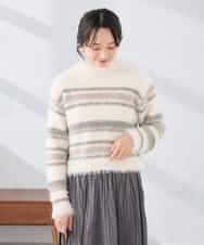 K3FBD29059 a.v.v Elmi(アー・ヴェ・ヴェ) 【低身長サイズ】フェザーボーダーニット アイボリー