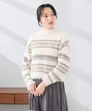 K3FBD29059 a.v.v Elmi(アー・ヴェ・ヴェ) 【低身長サイズ】フェザーボーダーニット アイボリー