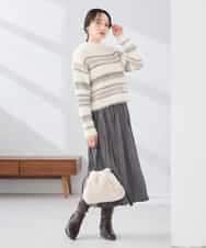 K3FBD29059 a.v.v Elmi(アー・ヴェ・ヴェ) 【低身長サイズ】フェザーボーダーニット アイボリー