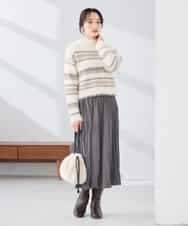 K3FBD29059 a.v.v Elmi(アー・ヴェ・ヴェ) 【低身長サイズ】フェザーボーダーニット アイボリー